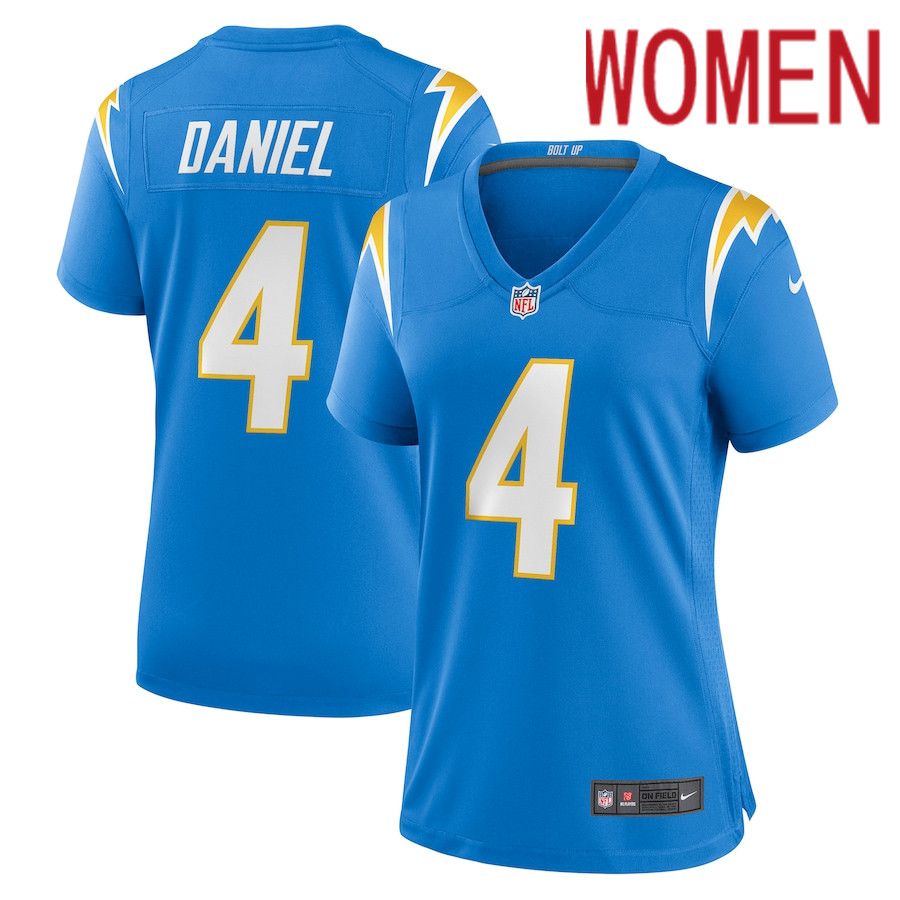 Women Los Angeles Chargers #4 Chase Daniel Nike Powder Blue Game NFL Jersey->women nfl jersey->Women Jersey